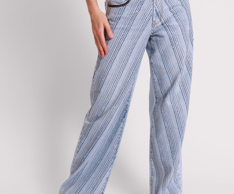Jackson Mid Waist Wide Leg Denim Jeans - Blue Latte