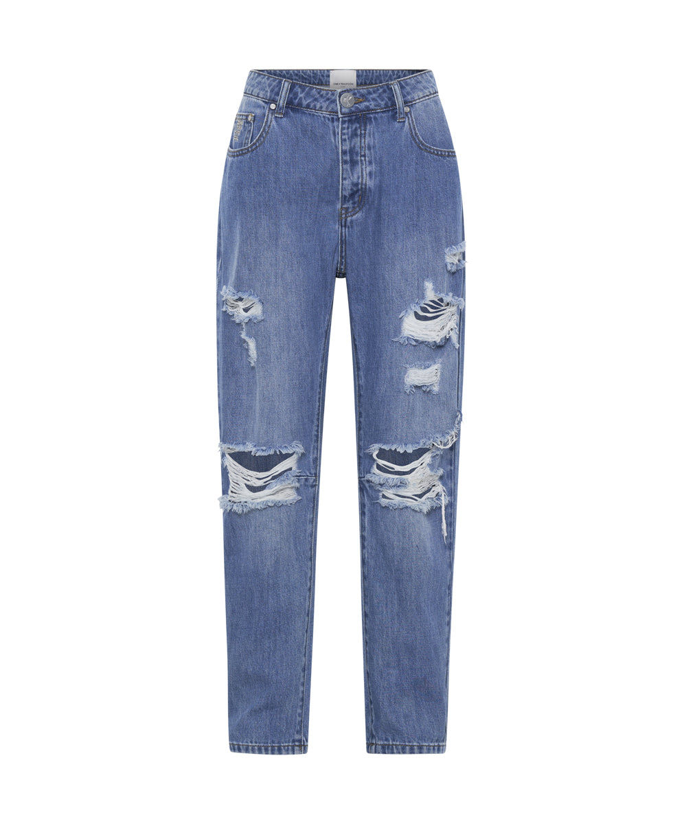 Rodeo Blue Denim Shorts Saints Low Waist Boyfriend Denim Jeans - Midtown Blue