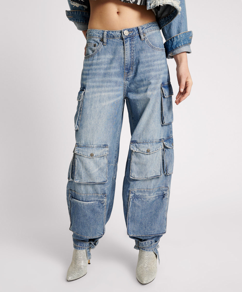 Jeans Sale Epic Cargo High Waist Denim Jeans - Pacifica