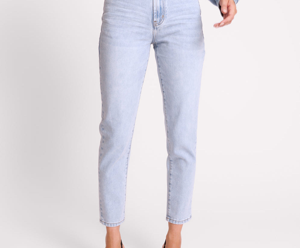 Legends High Waist Mom Fit Denim Jeans - Blue Latte