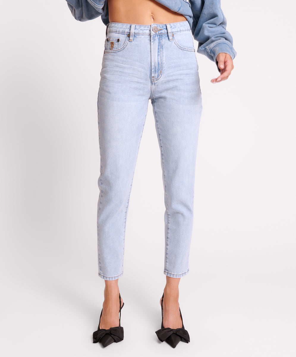 Products Legends High Waist Straight Leg Denim Jeans - Blue Latte