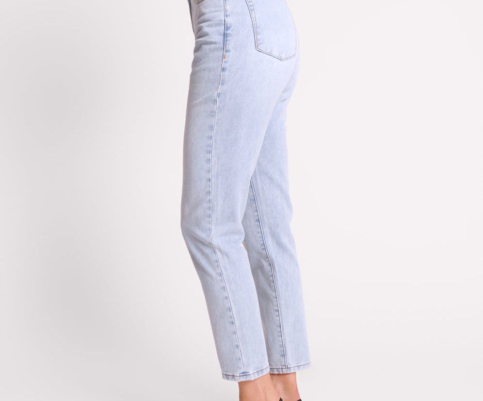 Legends High Waist Mom Fit Denim Jeans - Blue Latte
