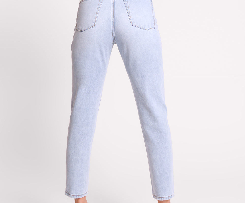 Legends High Waist Mom Fit Denim Jeans - Blue Latte