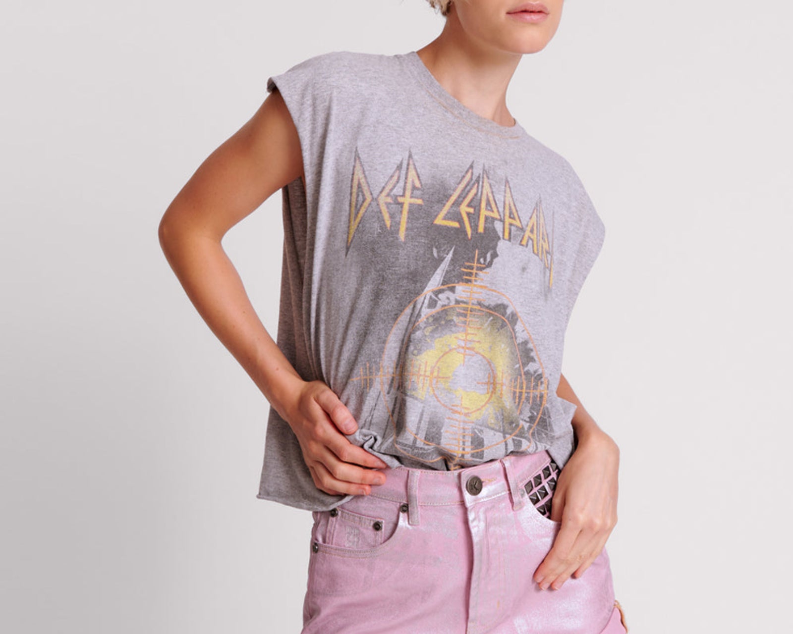 Bandits High Waist Foil Denim Shorts - Pink Envy