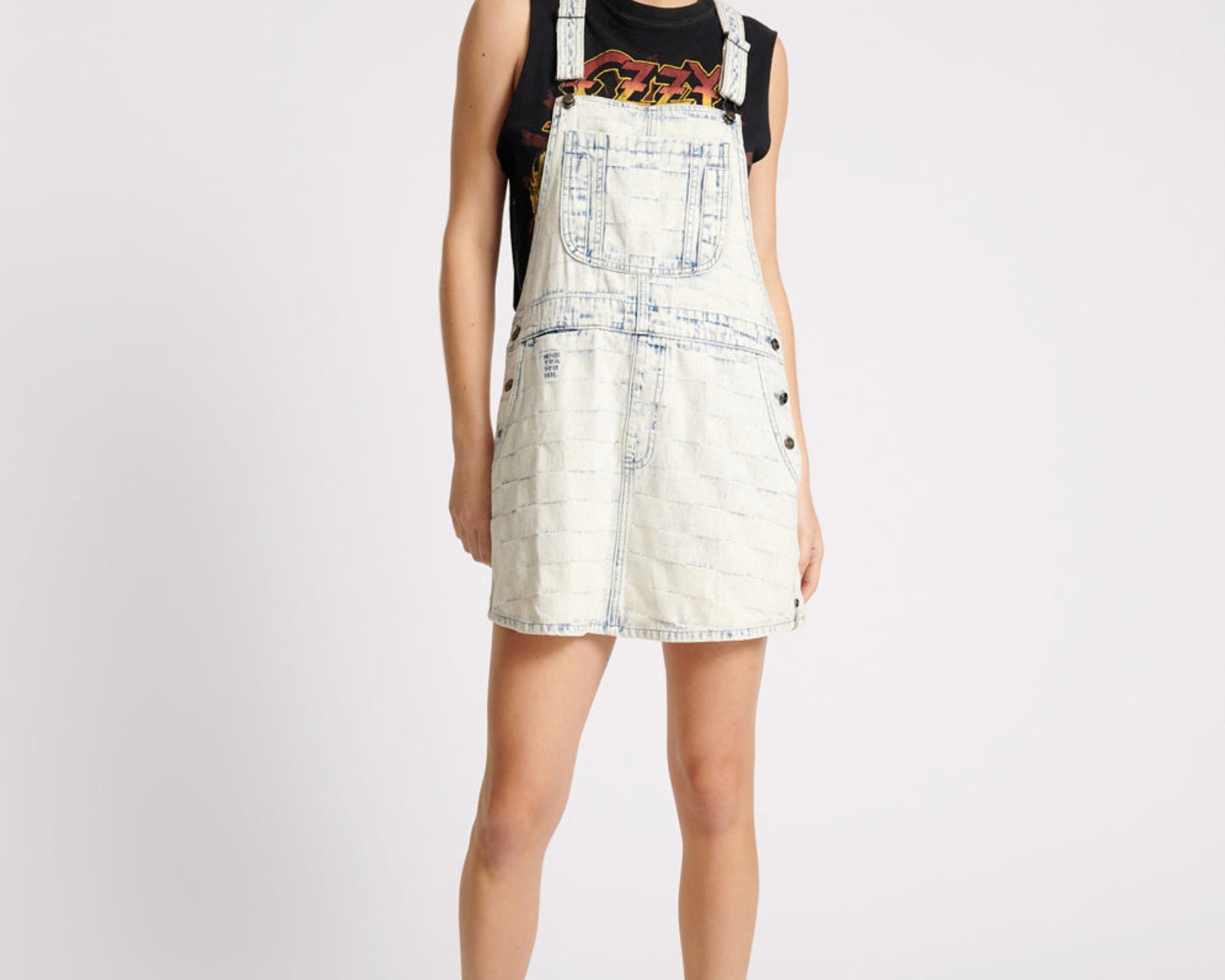 Stanton St Denim Mini Pini Dress - White Check