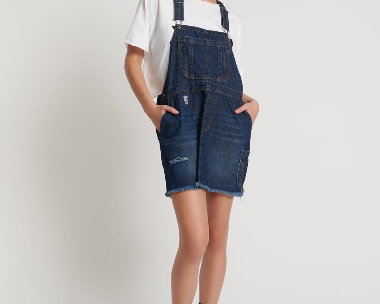 royal blue denim dress Sleeveless Denim Midi Dress (Women)