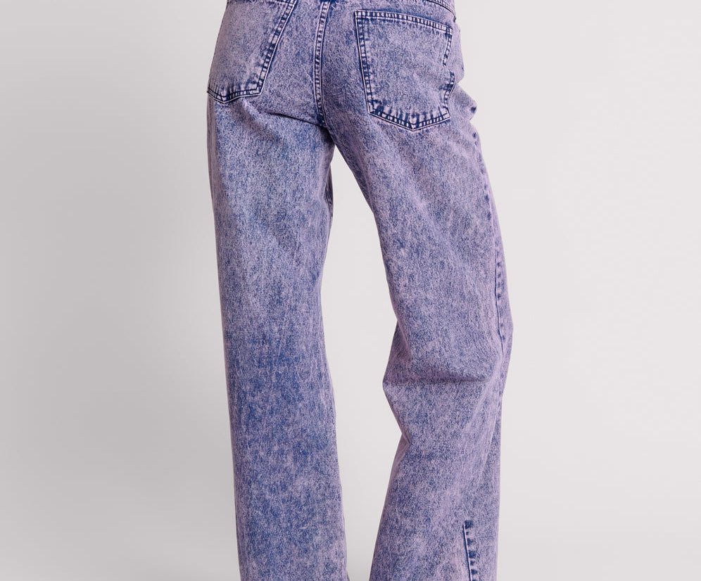 Jackson Mid Waist Wide Leg Denim Jeans - Purple
