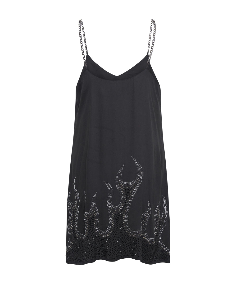 Products ON FIRE BLACK CRYSTAL SLIP DRESS