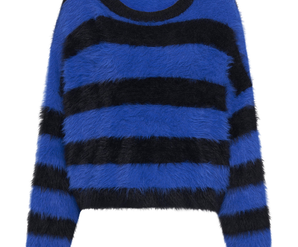 KRUGER STRIPE FLUFFY CROP KNIT SWEATER