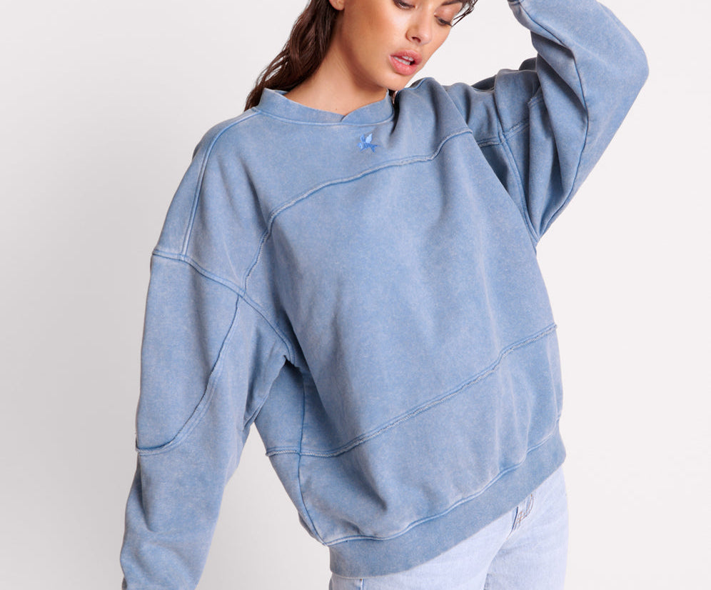 BLUE ACID RETRO CREW SWEATER