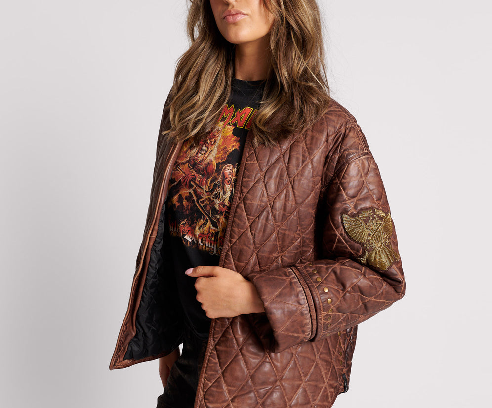 VINTAGE BROWN EAGLE EYE WADDED JACKET