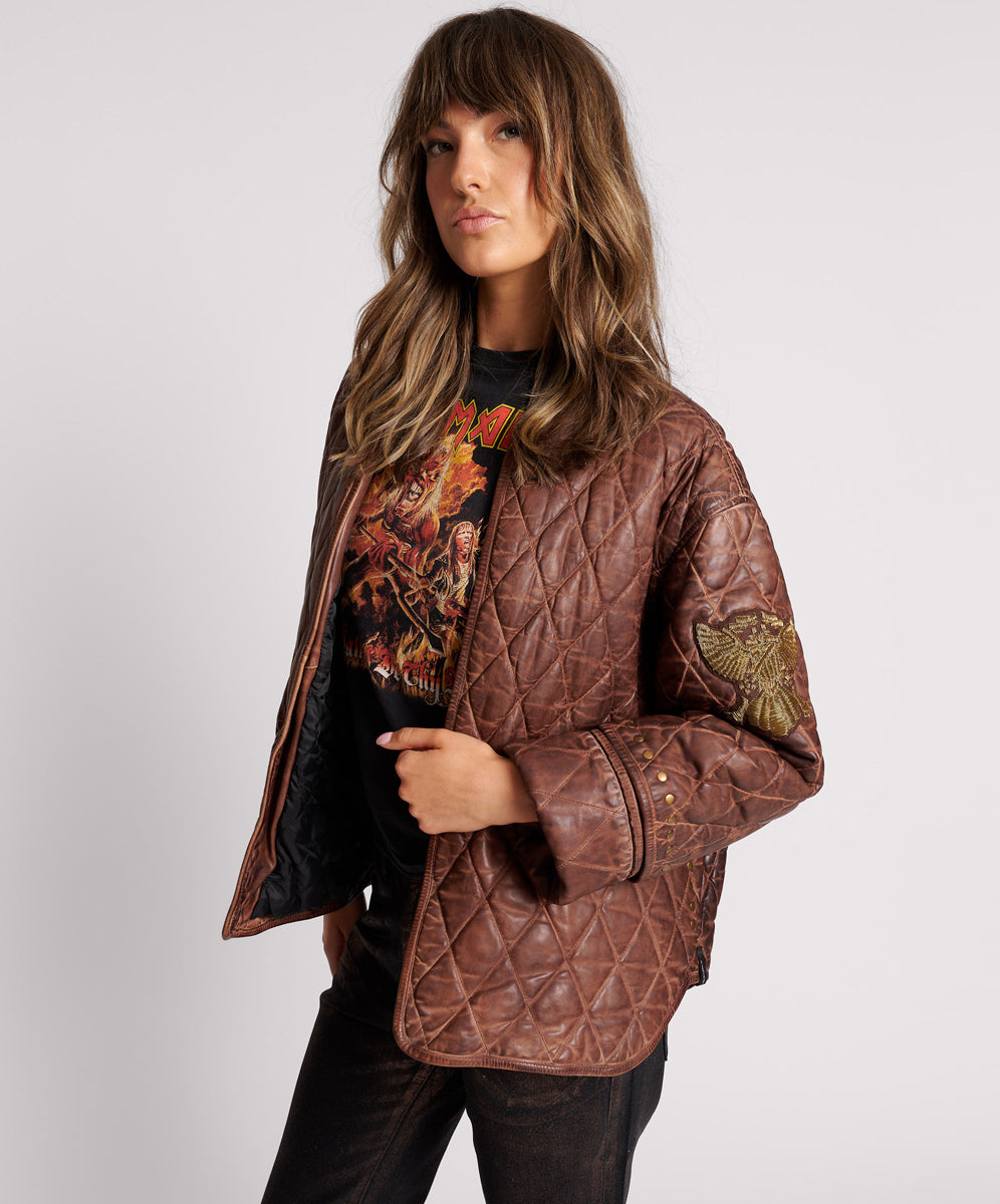 Products VINTAGE BROWN EAGLE EYE WADDED JACKET