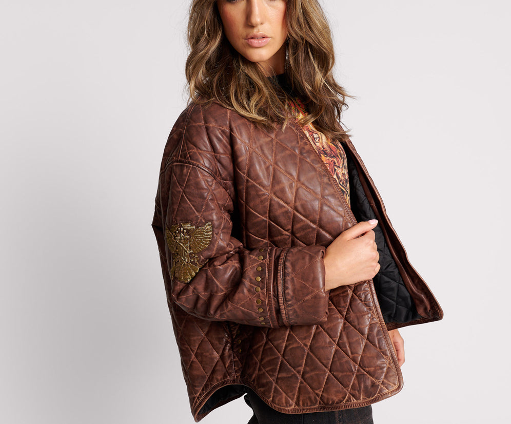 VINTAGE BROWN EAGLE EYE WADDED JACKET
