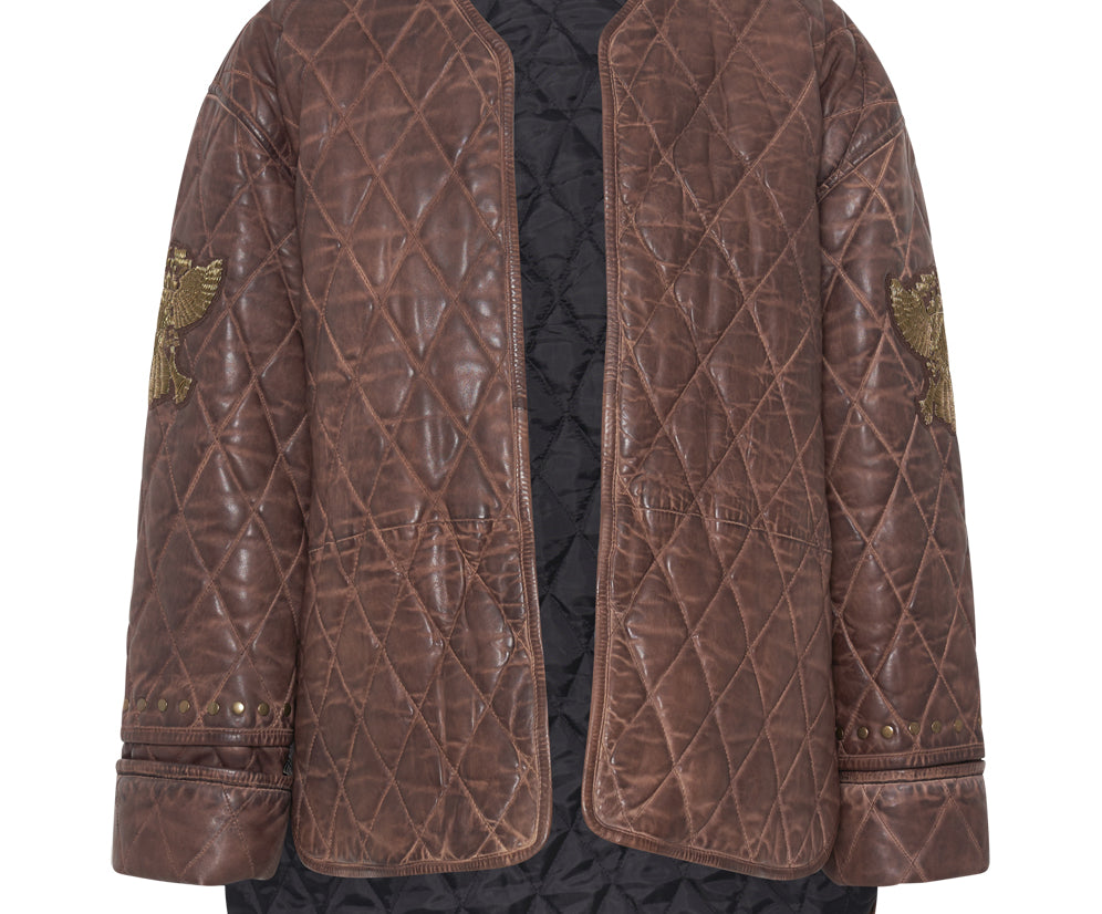 VINTAGE BROWN EAGLE EYE WADDED JACKET