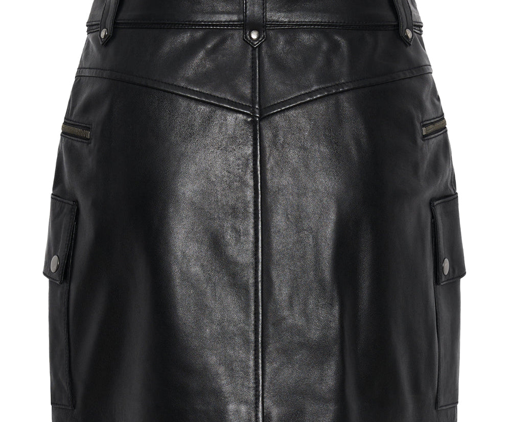 LEATHER BIKER MINI SKIRT