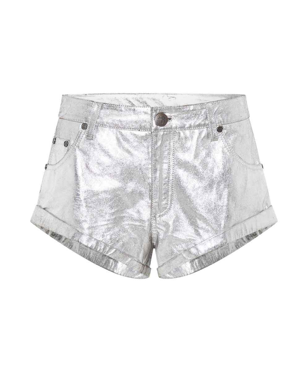 Products SILVER FOIL LEATHER BANDITS LOW WAIST SHORT