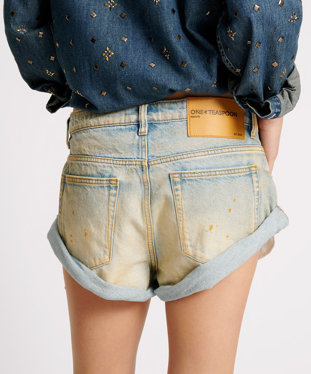 Bandits Low Waist Denim Shorts - Dirty Kansas Blue | One