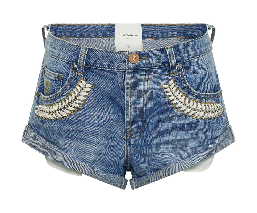 Bandits Low Waist Denim Shorts - Blue Rapture