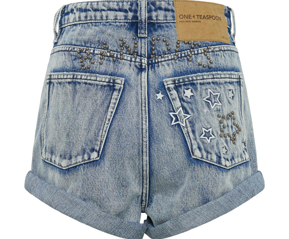 SALTY DOG ICON BANDITS HIGH WAIST DENIM SHORTS