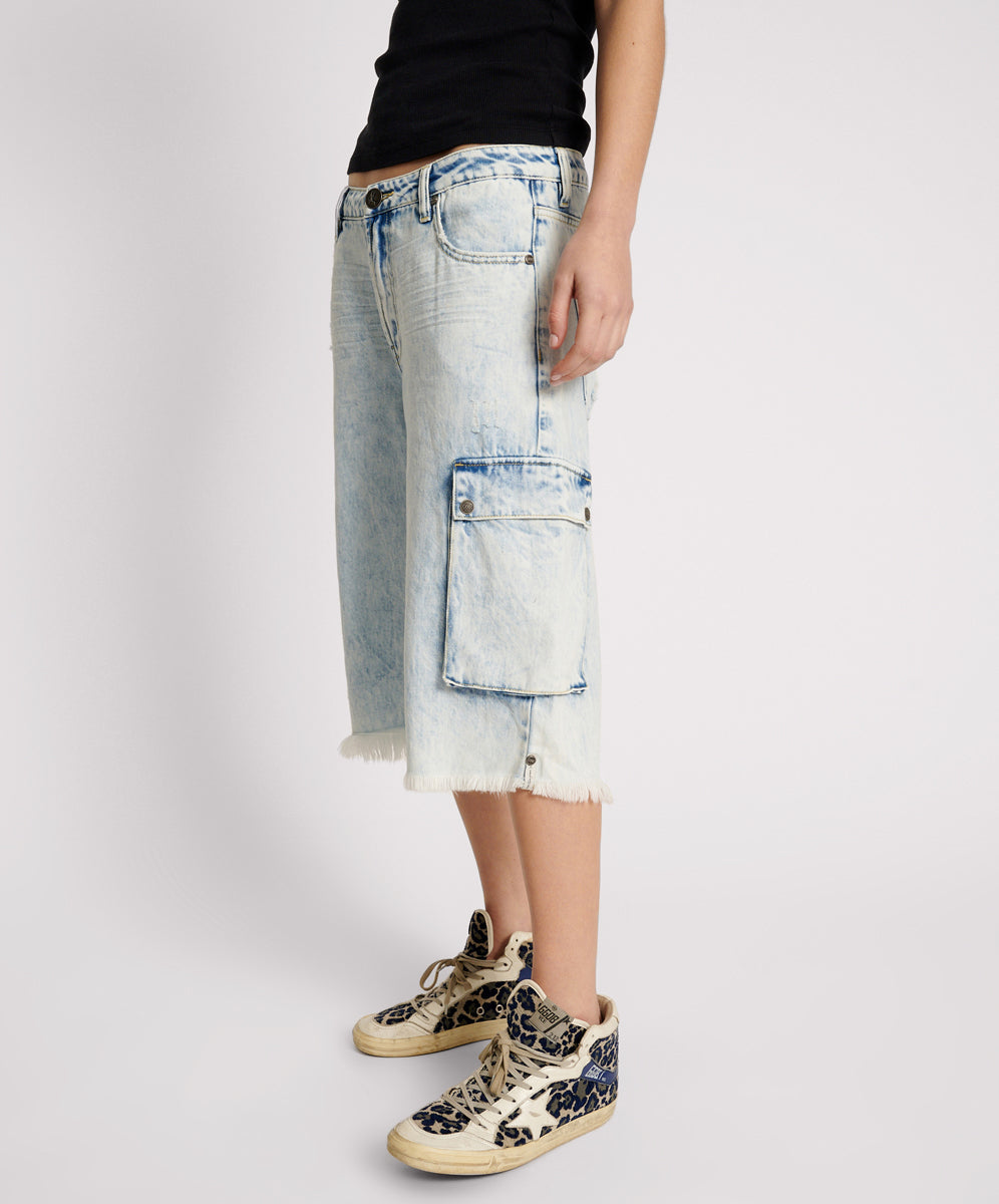 Products Skater Girl Low Waist Super Long Leg Shorts - Depeche Blue
