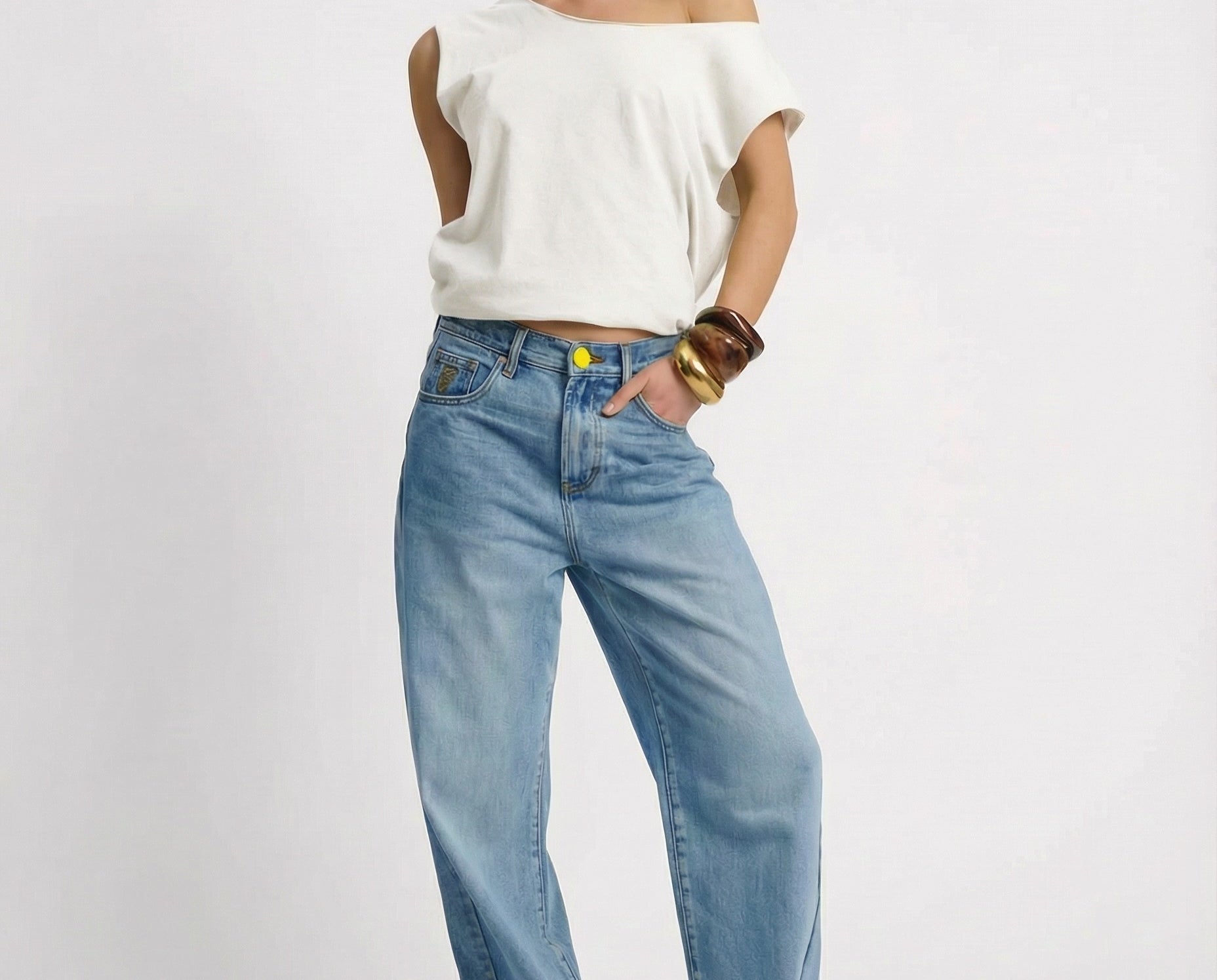 Jackson Mid Waist Wide Leg Denim Jeans - Blue Rapture