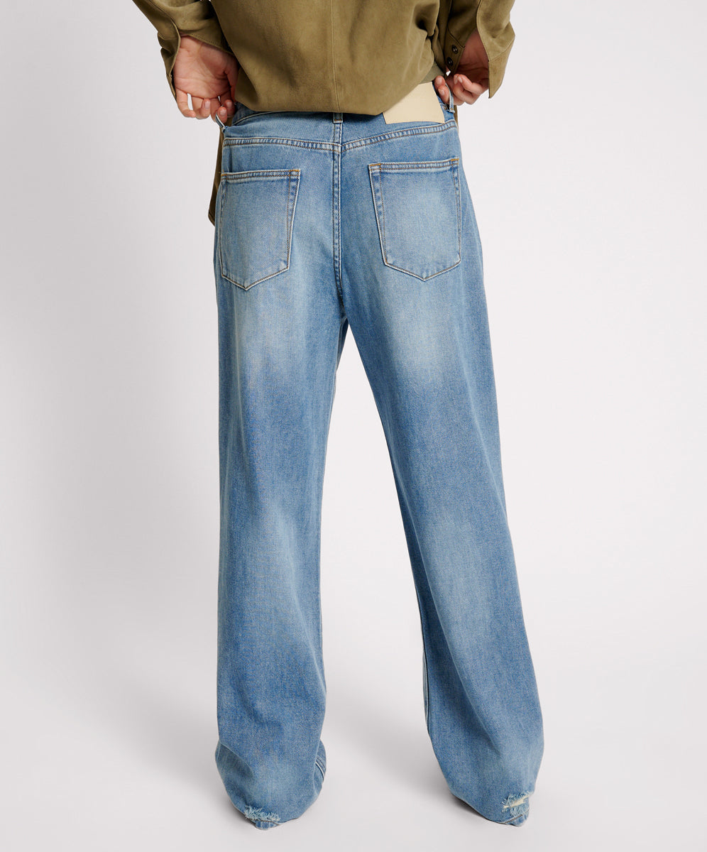 Billie Low Slung Straight Leg Mid Waist Denim Jeans - Diamonde