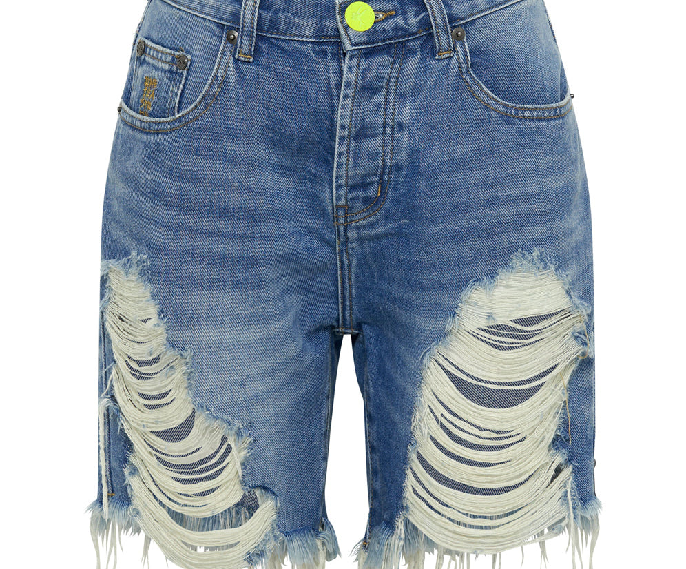 BLUE RAPTURE STEVIES HIGH WAIST LONG LENGTH BOYFRIEND DENIM SHORTS