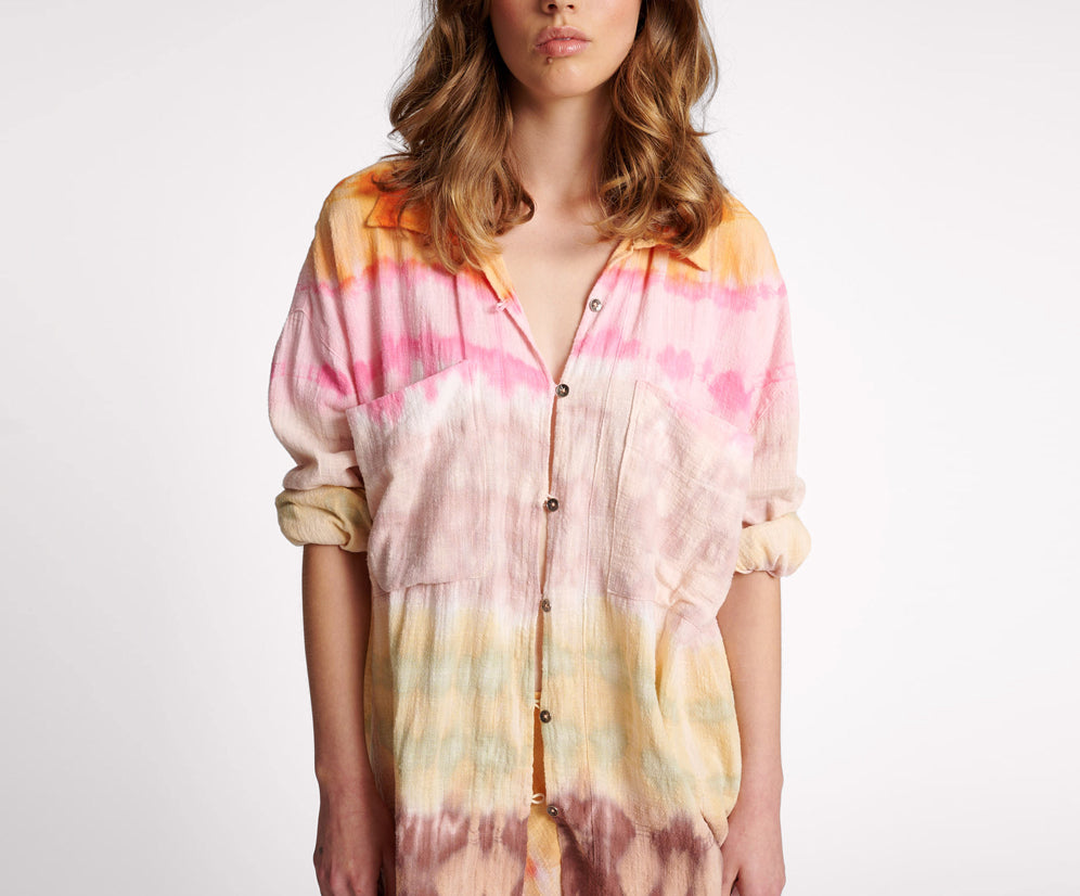 Mirage Hand Dyed Muslin Longline Shirt - Multi