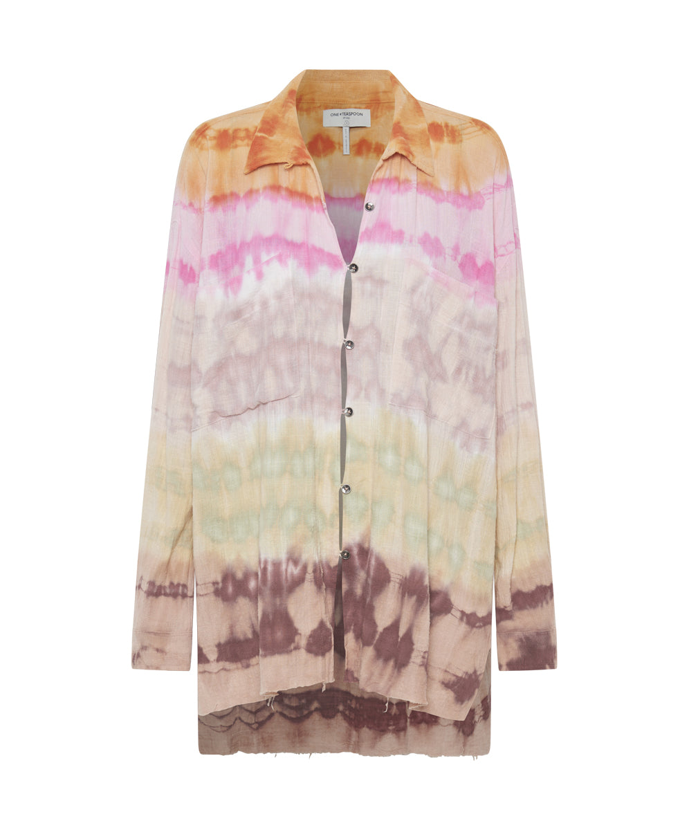 Mirage Hand Dyed Muslin Longline Shirt - Multi