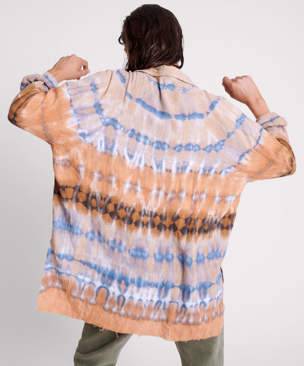 Products MIRAGE HAND TIE DYED MUSLIN LONG LINE SHIRT