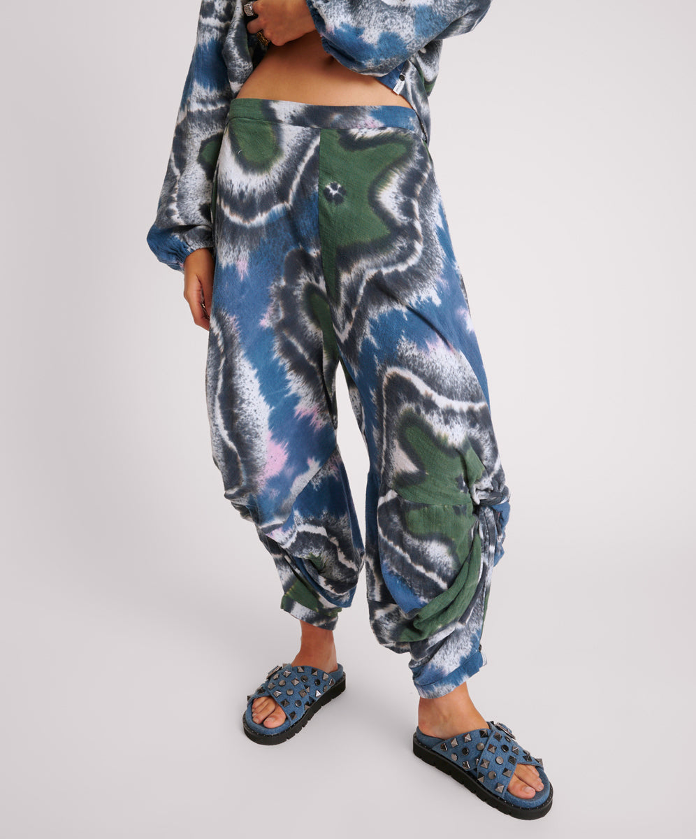 Products HAND PAINTED FLORAL MUSLIN GYPSY PANT