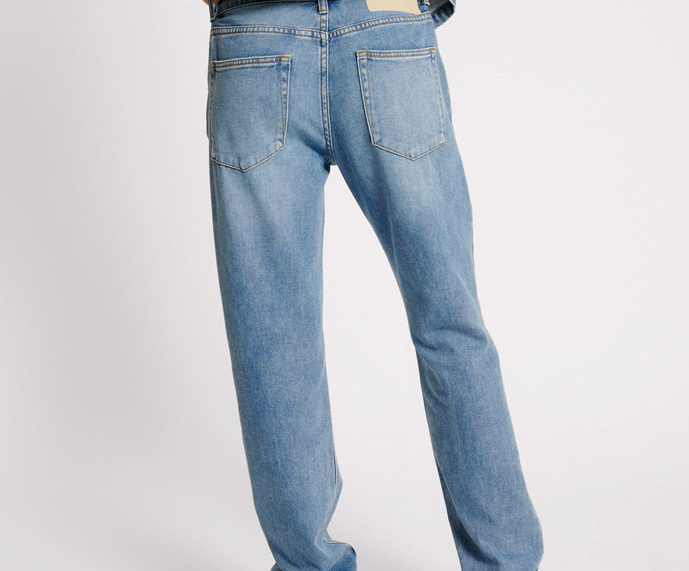 Truckers Mid Waist Straight Leg Denim Jeans - Blue Rapture