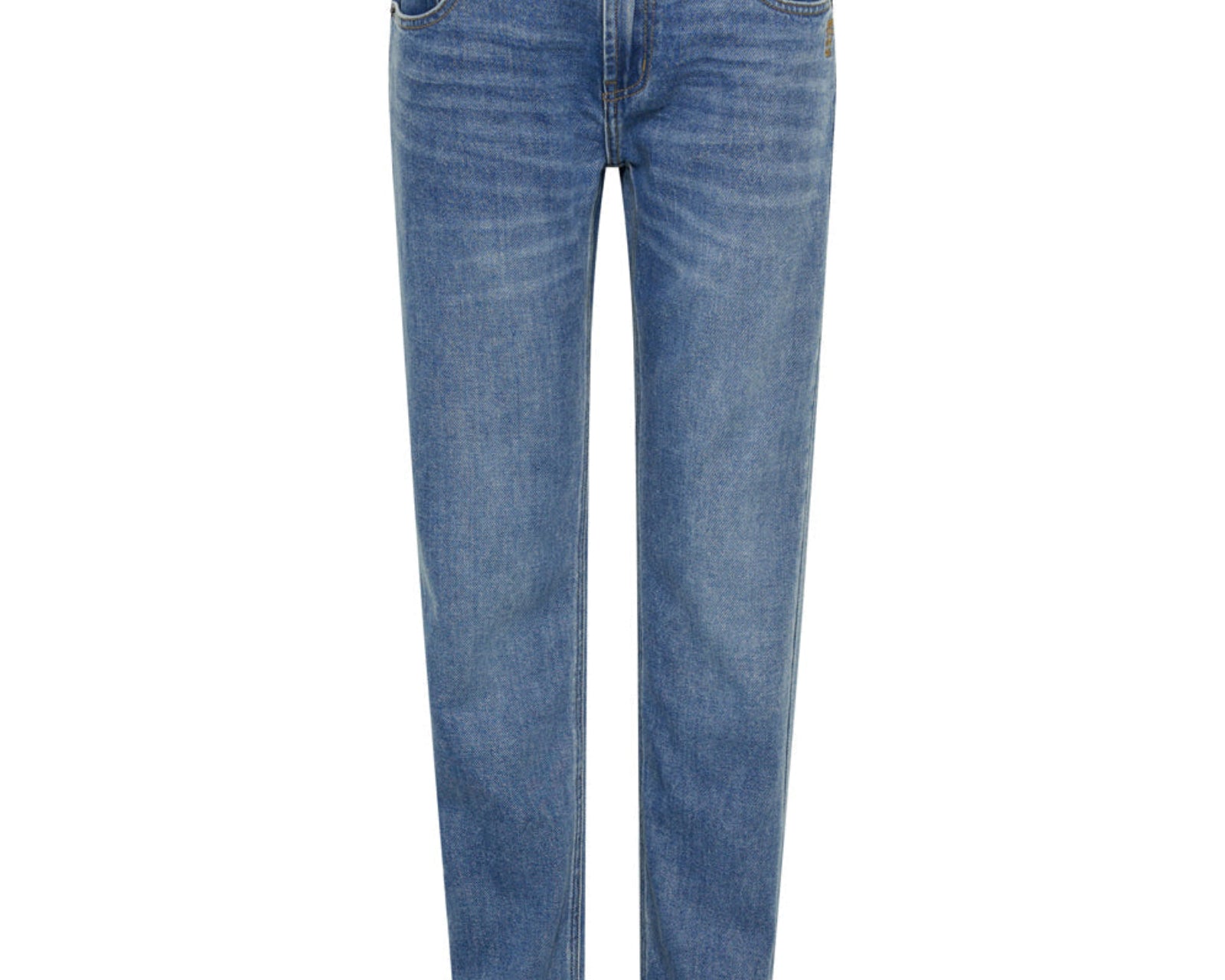 Truckers Mid Waist Straight Leg Denim Jeans - Blue Rapture