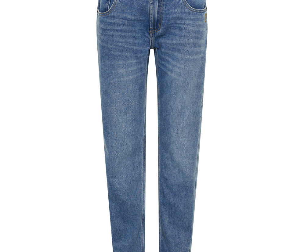 Truckers Mid Waist Straight Leg Denim Jeans - Blue Rapture