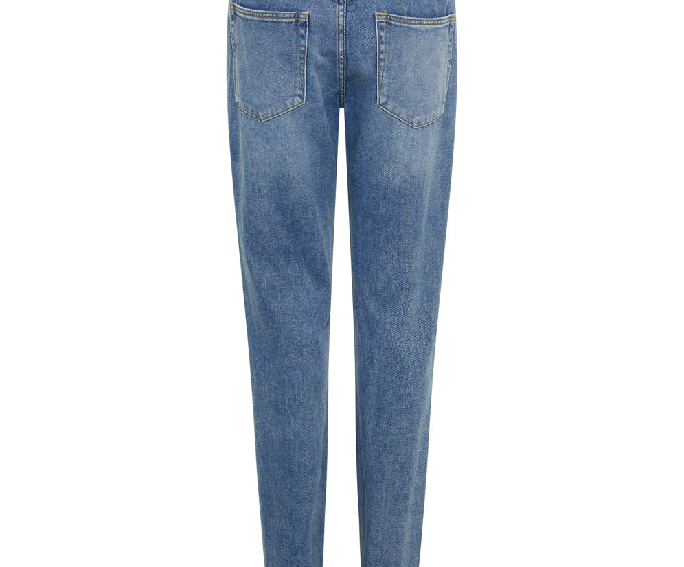 Truckers Mid Waist Straight Leg Denim Jeans - Blue Rapture