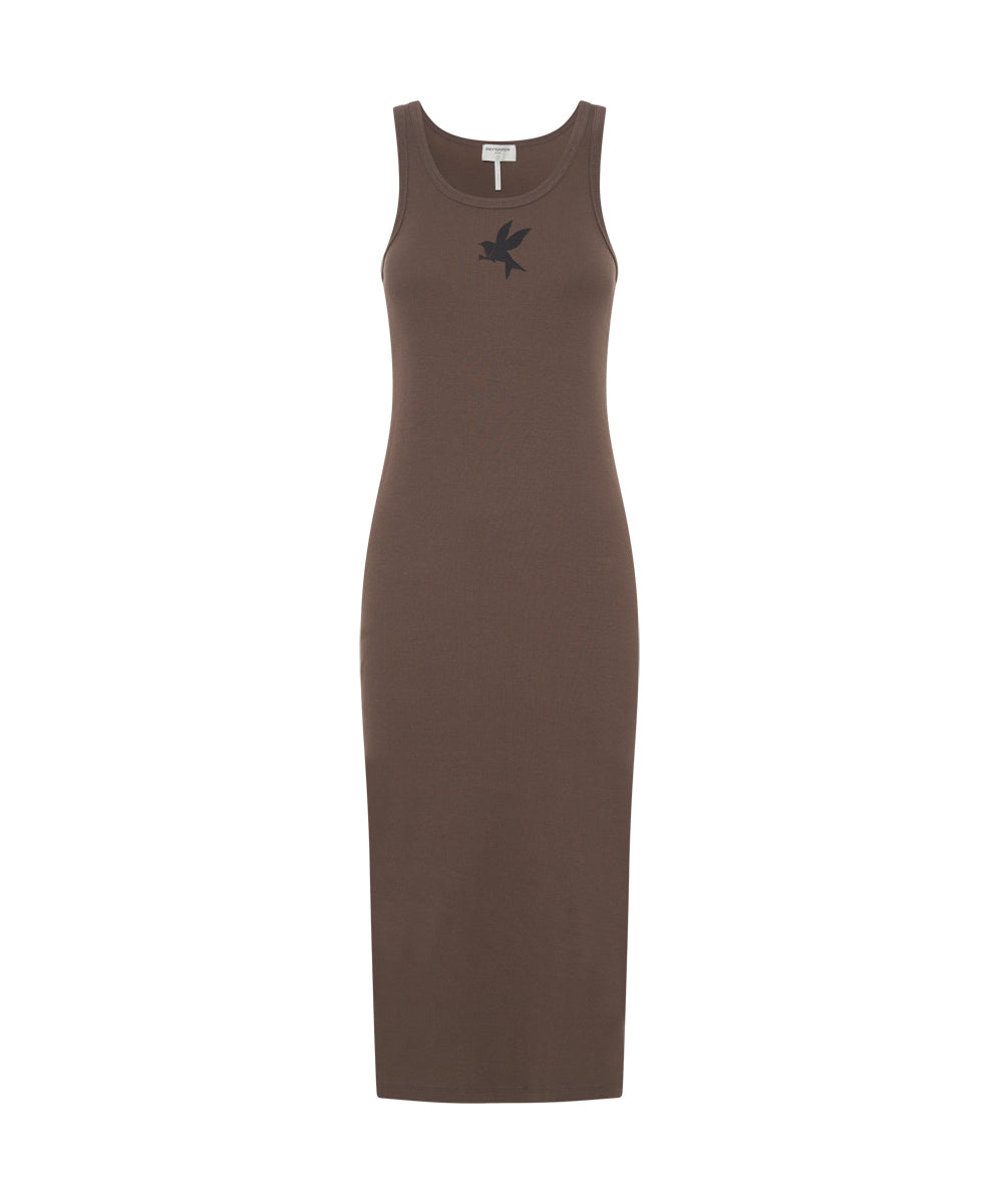 One Teaspoon Ribbed Singlet Midi Dress - Chocolate