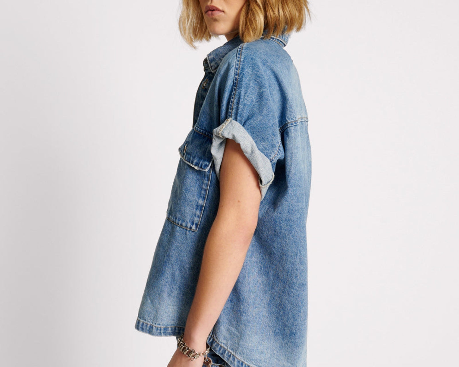 Cut Off Denim Shirt - Blue Rapture