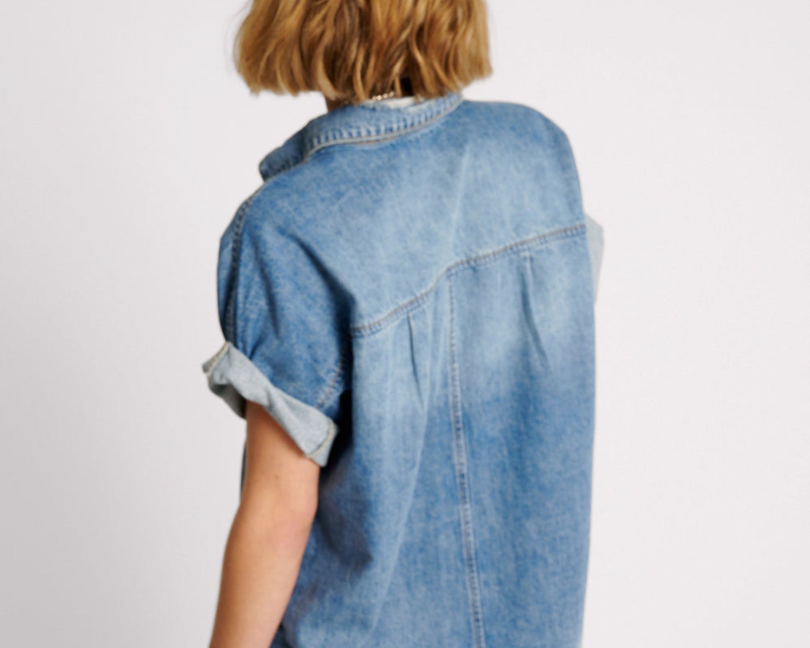 Cut Off Denim Shirt - Blue Rapture