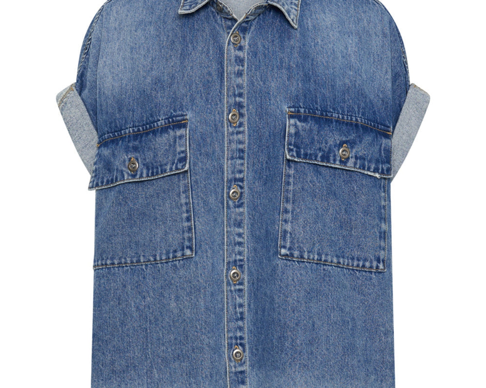 Cut Off Denim Shirt - Blue Rapture