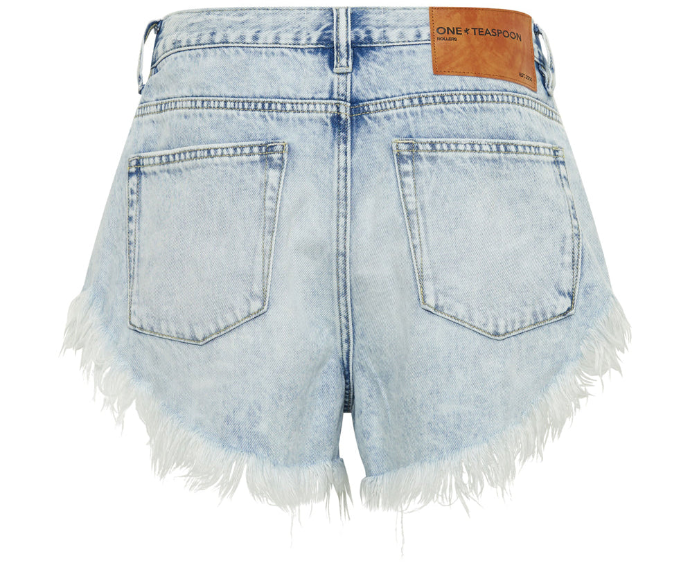 DEPECHE BLUE ROLLERS LOW WAIST DENIM SHORTS