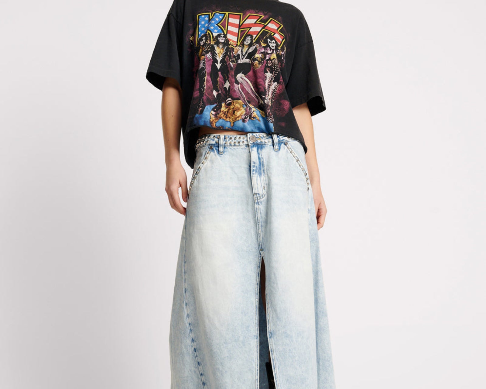 Mrs Carter Low Waist Long Denim Skirt - Depeche Blue