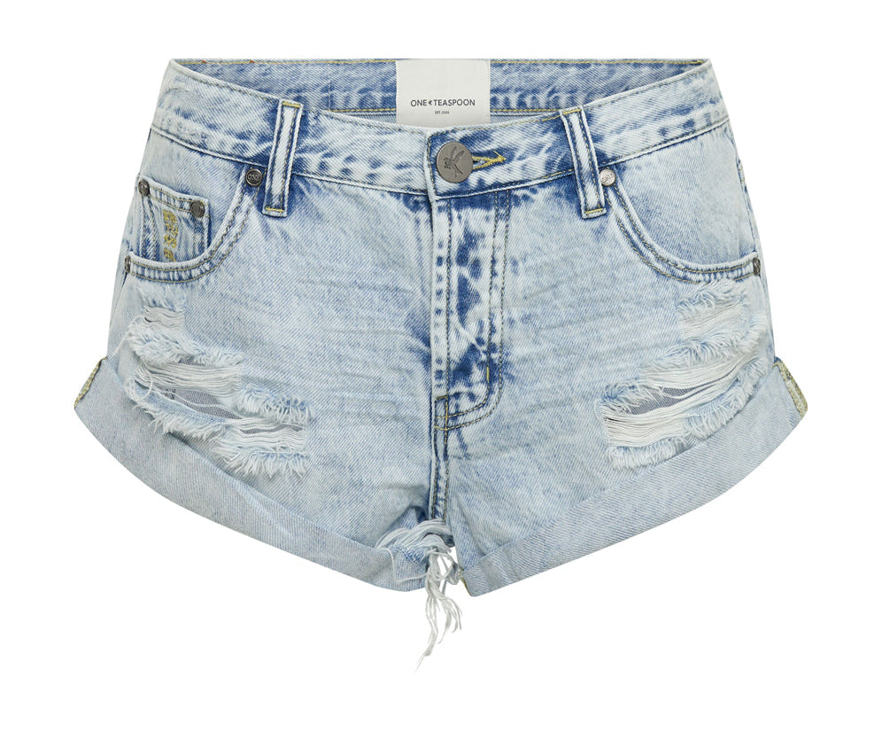 DEPECHE BLUE BANDITS LOW WAIST DENIM SHORTS