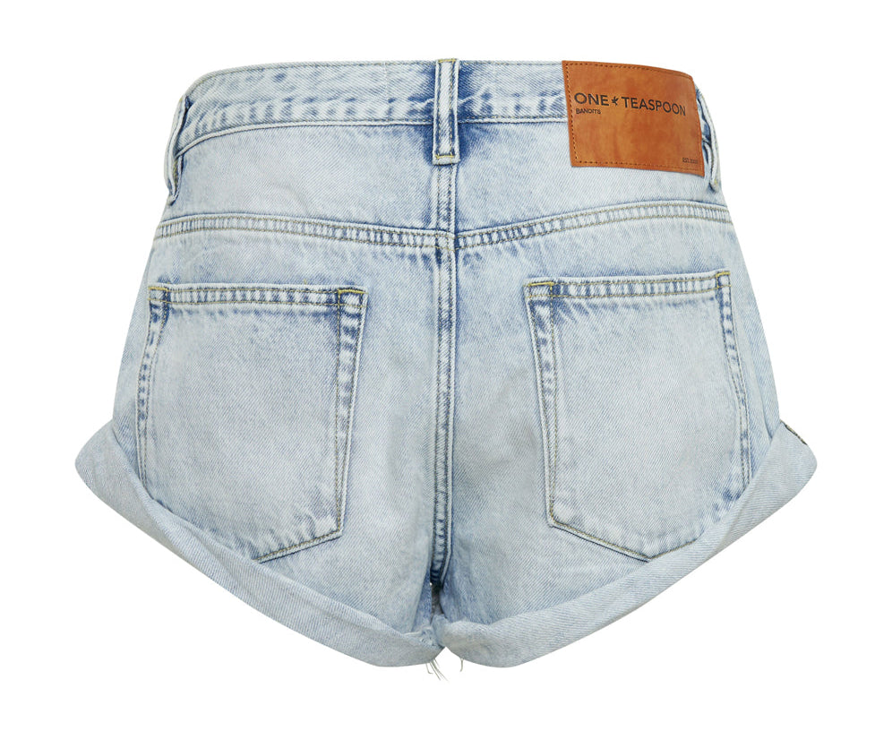 DEPECHE BLUE BANDITS LOW WAIST DENIM SHORTS