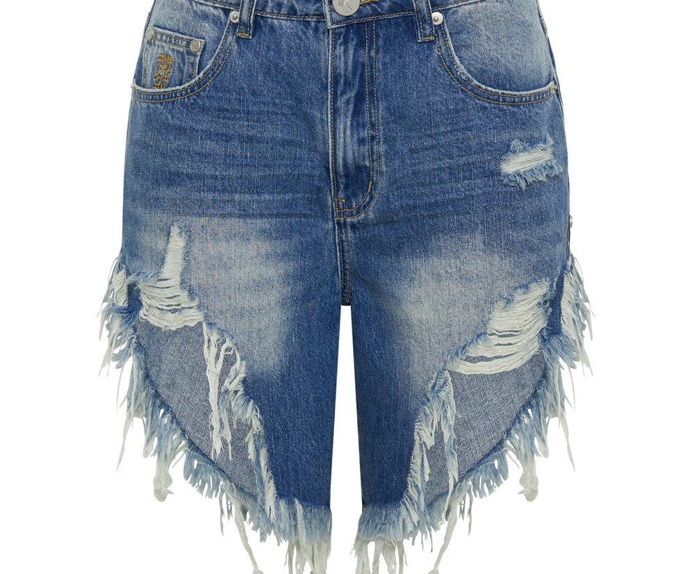 PACIFICA FRANKIES HIGH WAIST DENIM SHORTS