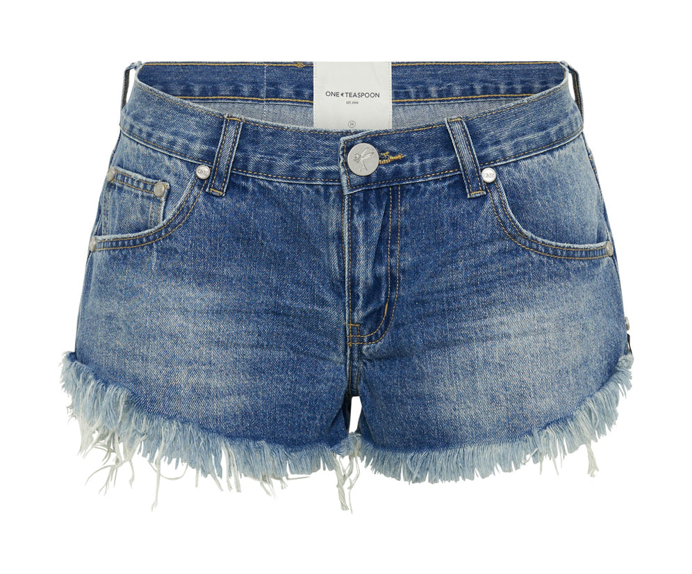 Dukes Low Waist Mini Denim Shorts - Pacifica