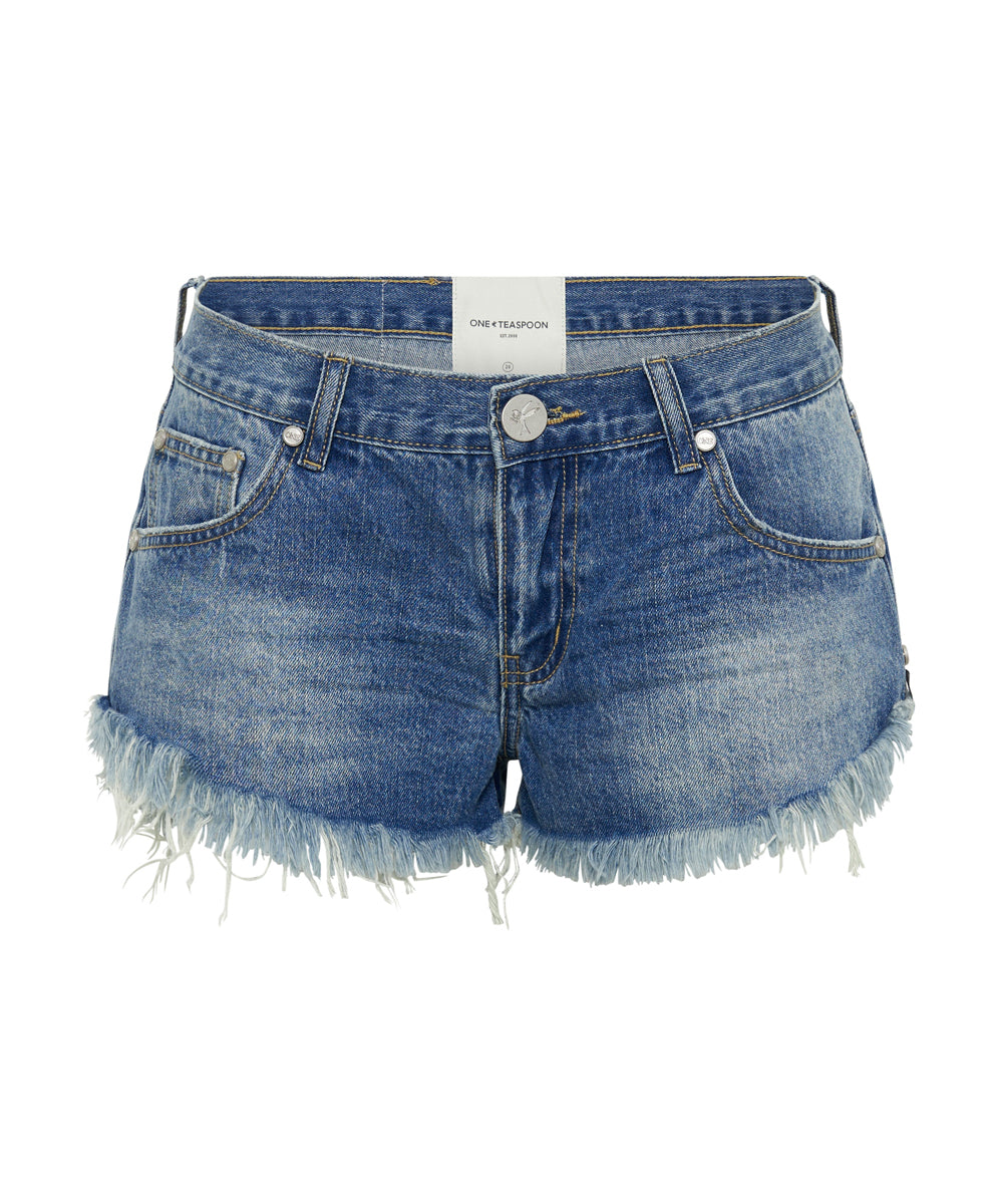 Dukes Low Waist Mini Denim Shorts - Pacifica