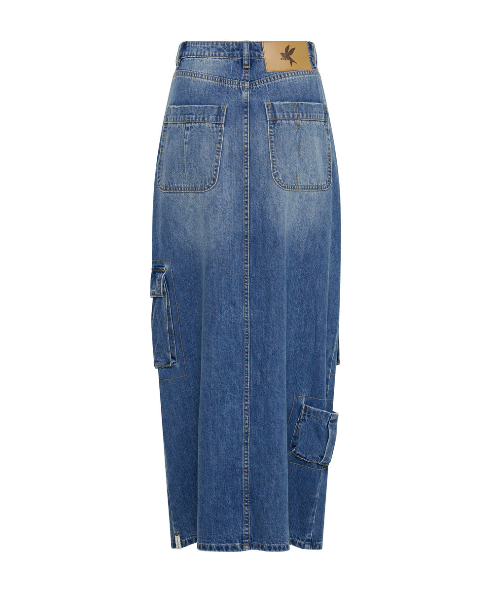 90S Cargo Pocket Column Denim Skirt - Pacifica | One 90S Cargo Pocket Column Denim Skirt - Pacifica | One