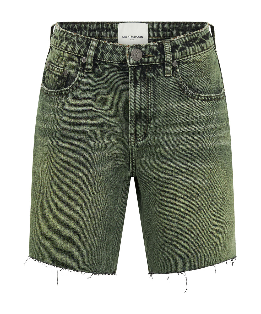 Pleasures BLACK KHAKI JACKSON MID WAIST WIDE LEG SHORTS