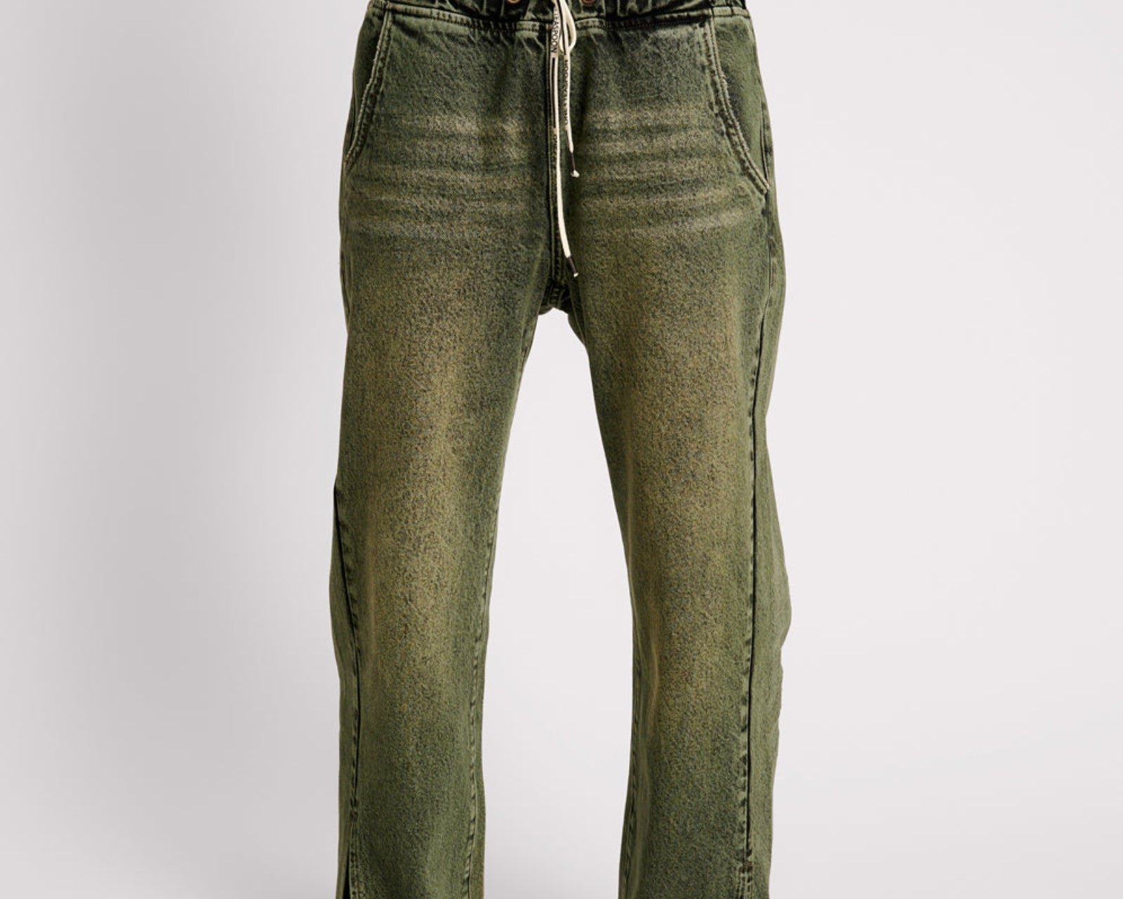 Roadhouse Wide Leg Drawstring Denim Jeans - Black Khaki