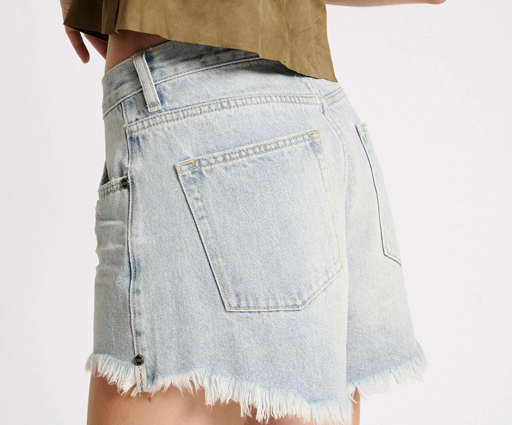 Truckers Mid Waist Relaxed Denim Shorts - Fleetwood